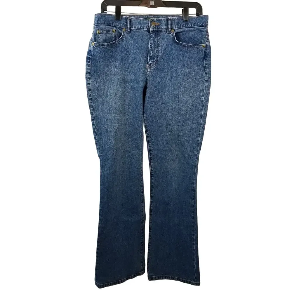 Lauren Ralph Lauren Blue Denim Jeans Vintage Flap Pockets Bootcut Size 8
